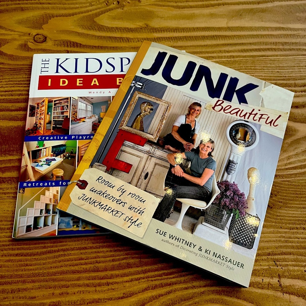 2 books on ideas for interior spaces and repurposing.